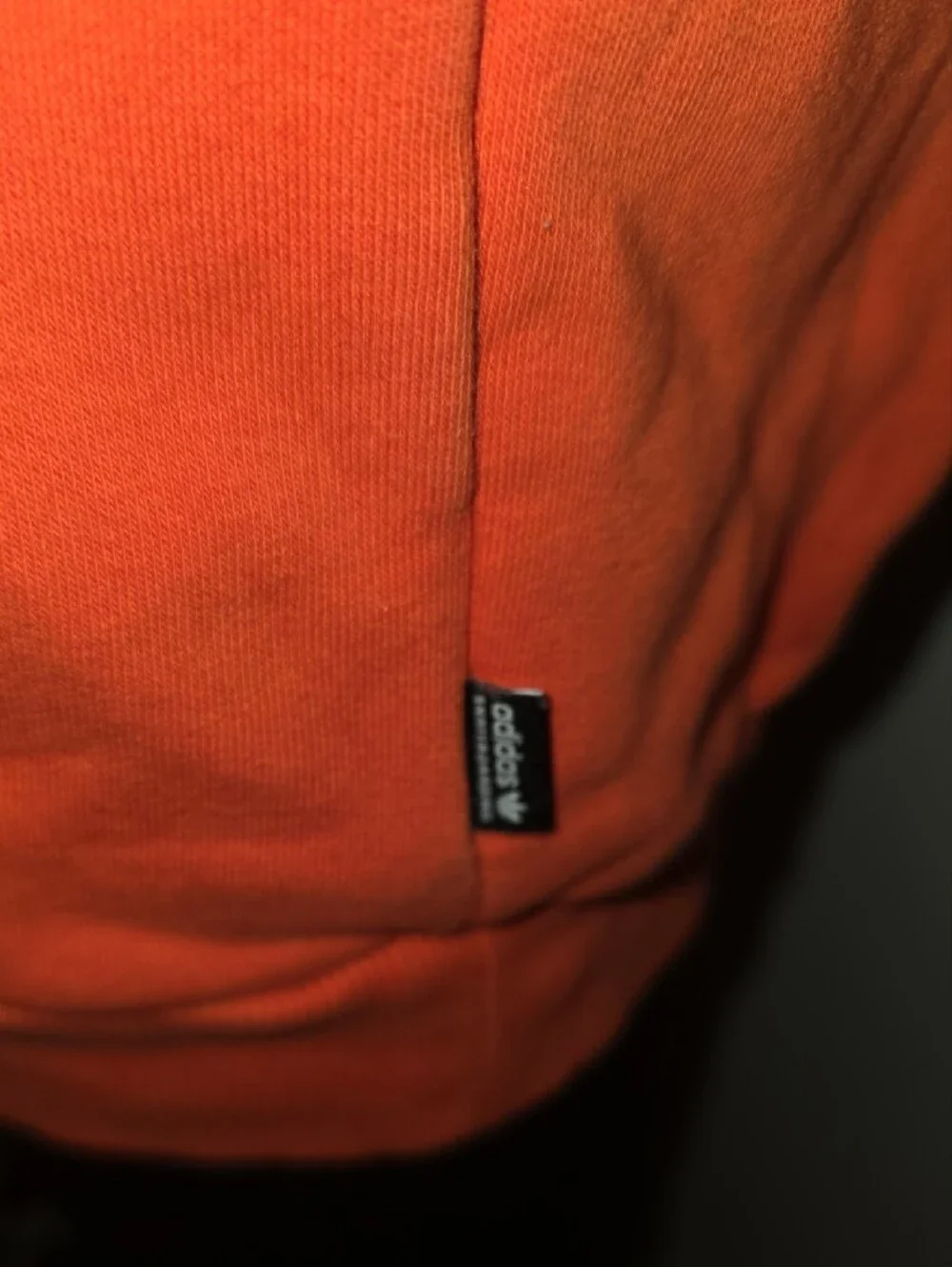 adidas Orange Crewneck Hoodie with White Shoulder Stripes - Picture 5 of 8